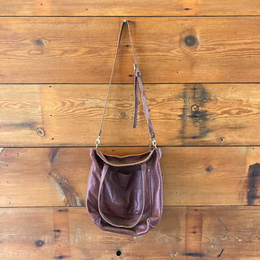Portland Leather Goods Weathered Brown Top Zip Large Tote Bag Purse - 1103ES