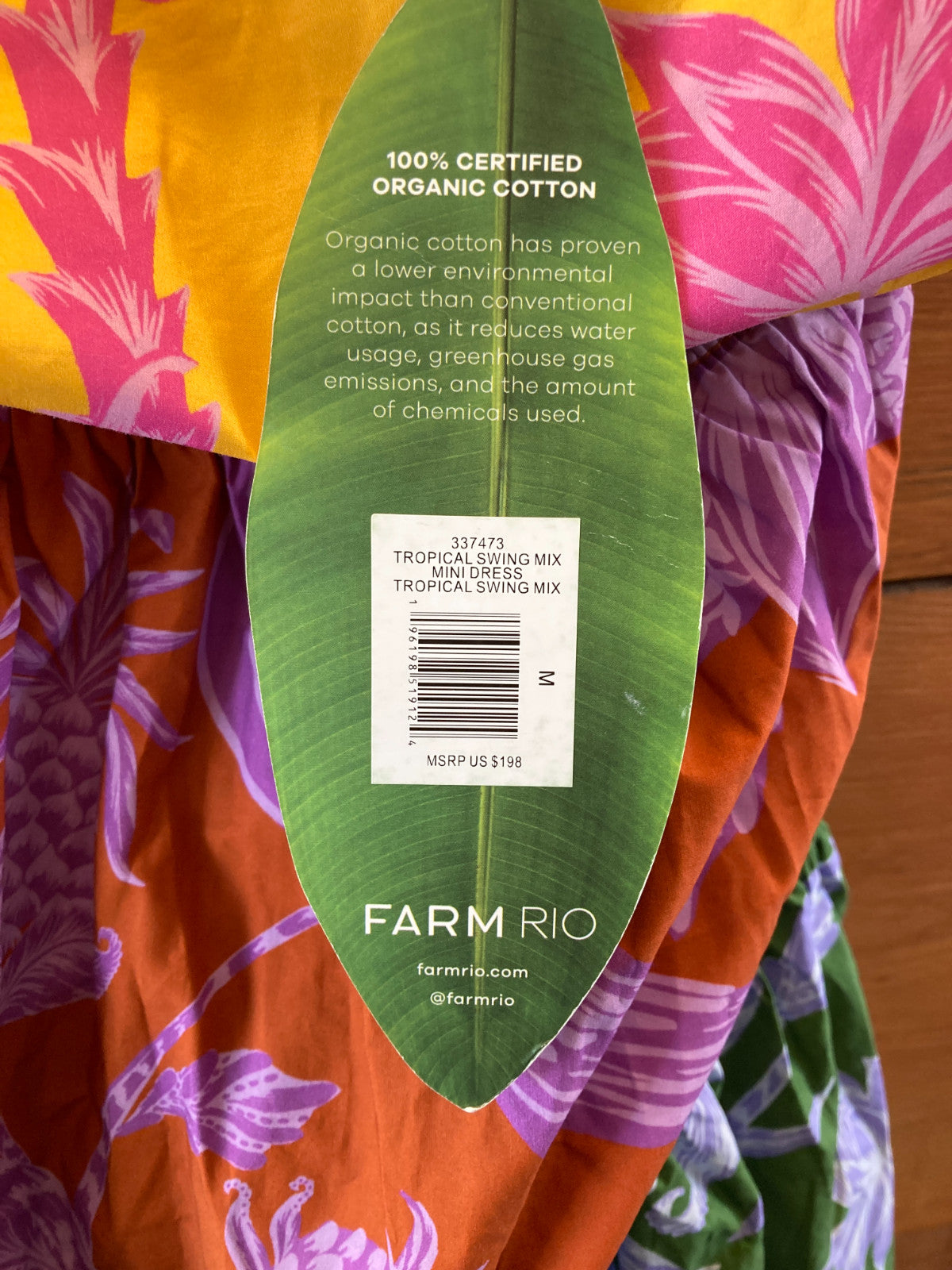 Farm Rio Tropical Mix Mini Swing Ruffle Sleeve Dress - Size M - NEW - 0401AJ
