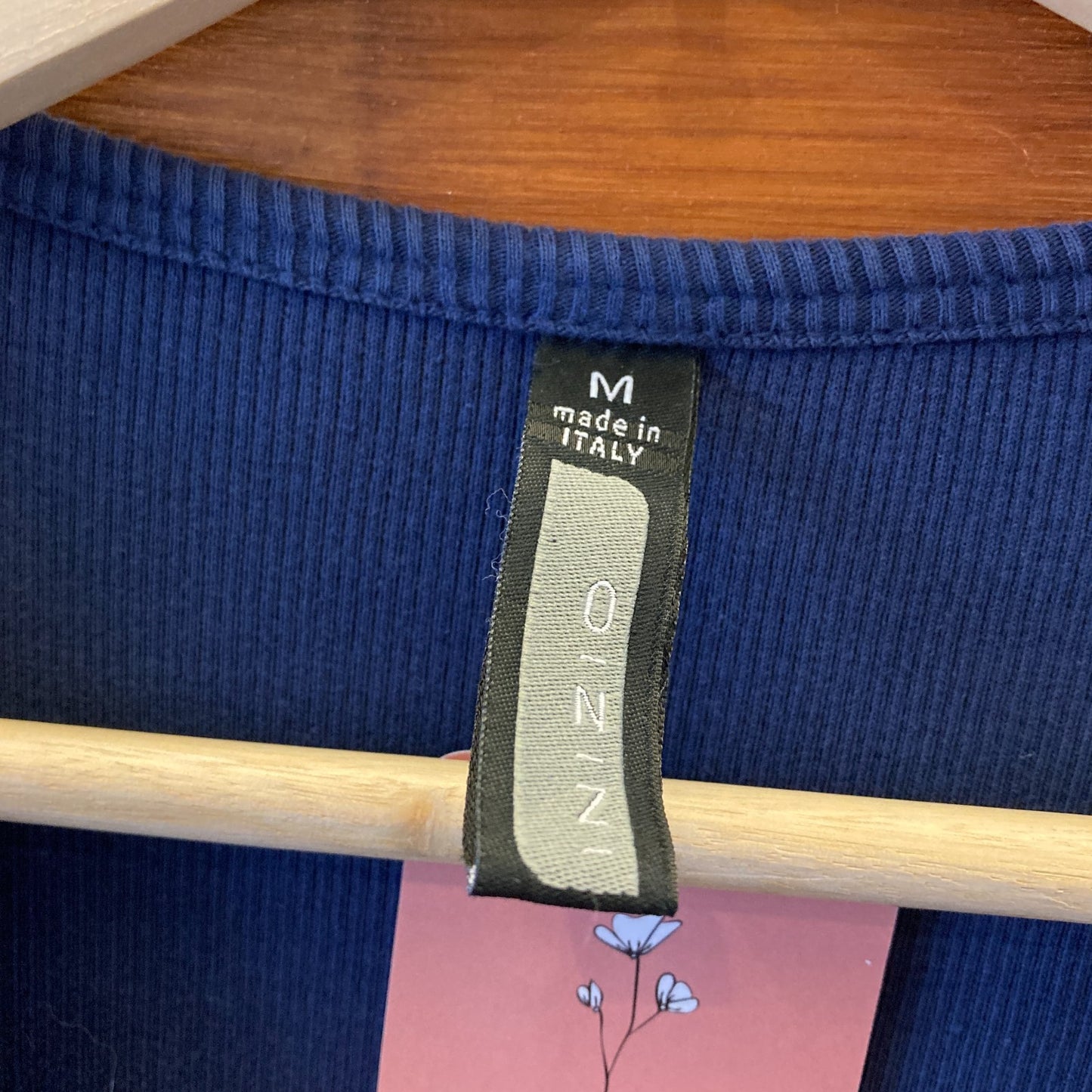 M - Inizio Dark Blue Made in Italy Ribbed Knit Midi Length Dress 0222LR