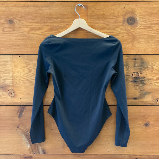 Negative Black NEW Base Ballet Long Sleeve High Cut Bodysuit - Size S - 0514CP