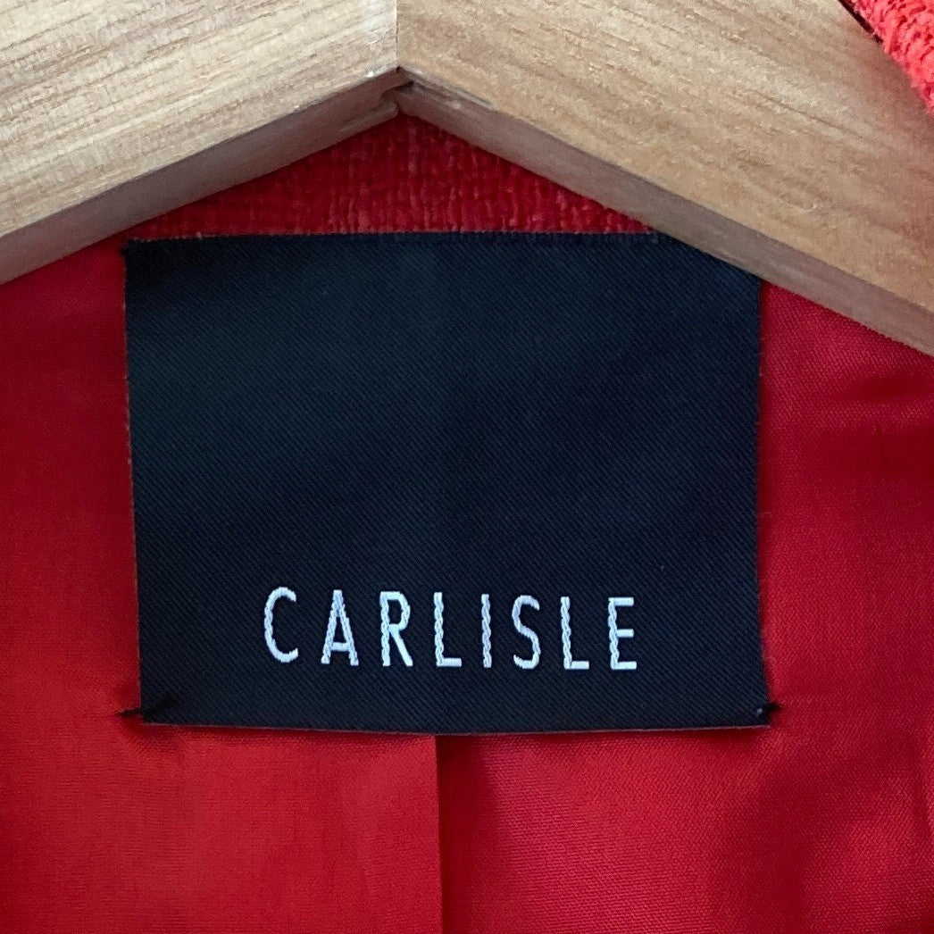 Carlisle Red 100% Silk Tweed Gold Hardware Button Up Jacket - Size 8 - 0418SC