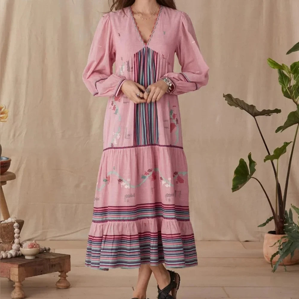 Conditions Apply Pink Handwoven Aranza Maxi Length Dress - Size S - 0316CK