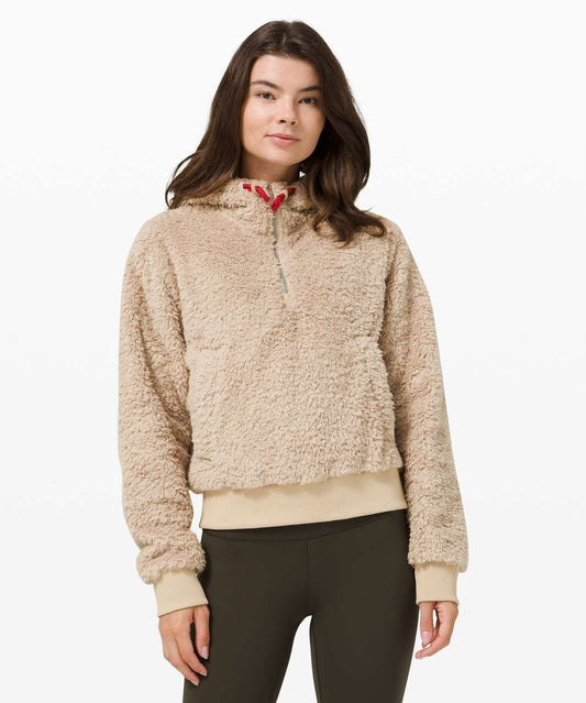 Lululemon Tan Oh So Sherpa Half Zip Hoodie Sweatshirt - Size S / M - 0606RO