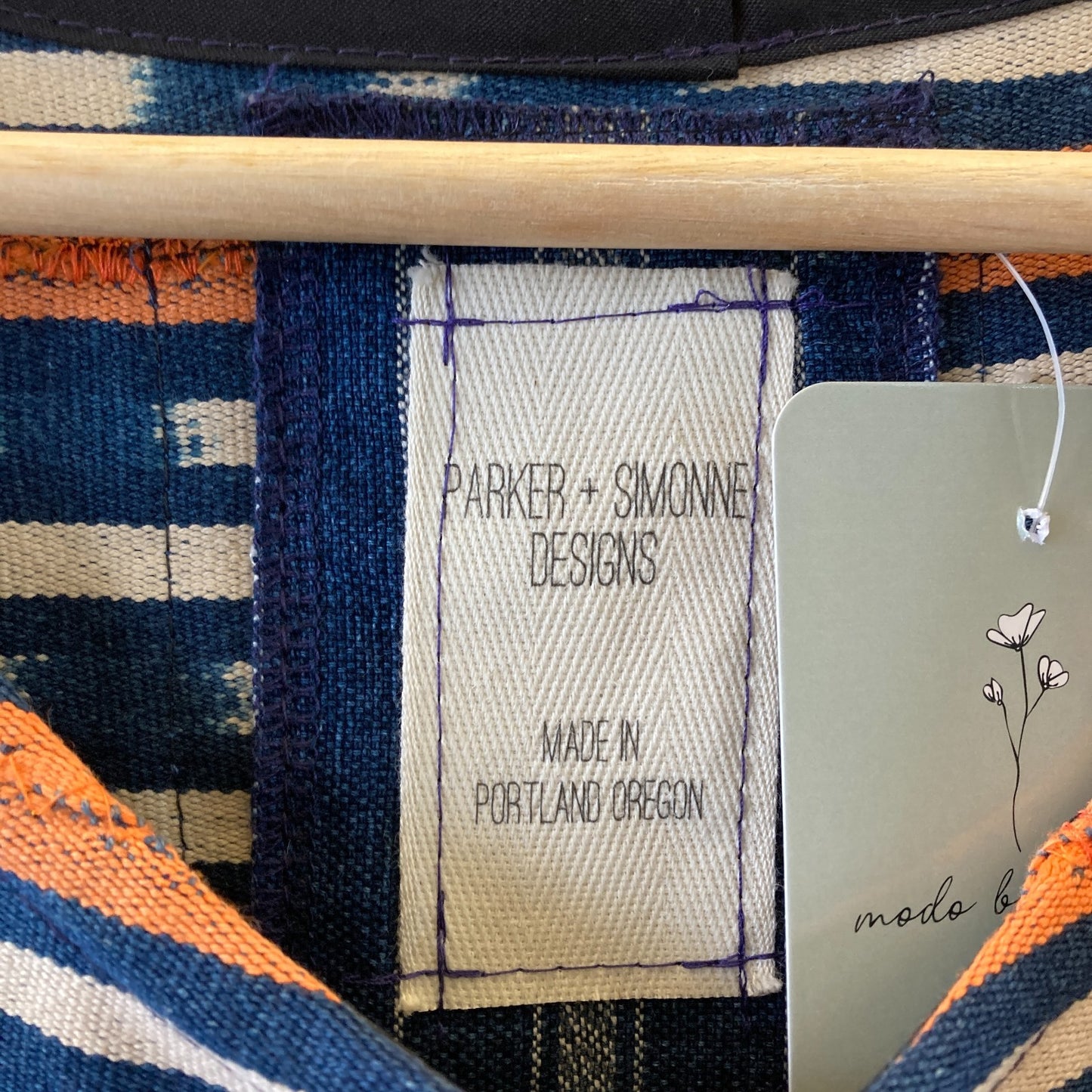 OS - Parker + Simonne Indigo Frayed Edge Boxy Fit Wide Neck Top 0707MU