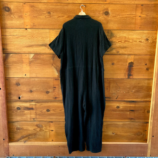 Eileen Fisher Black Short Sleeve Gauze Cotton Jumpsuit - Size XXL - NEW - 1206HP