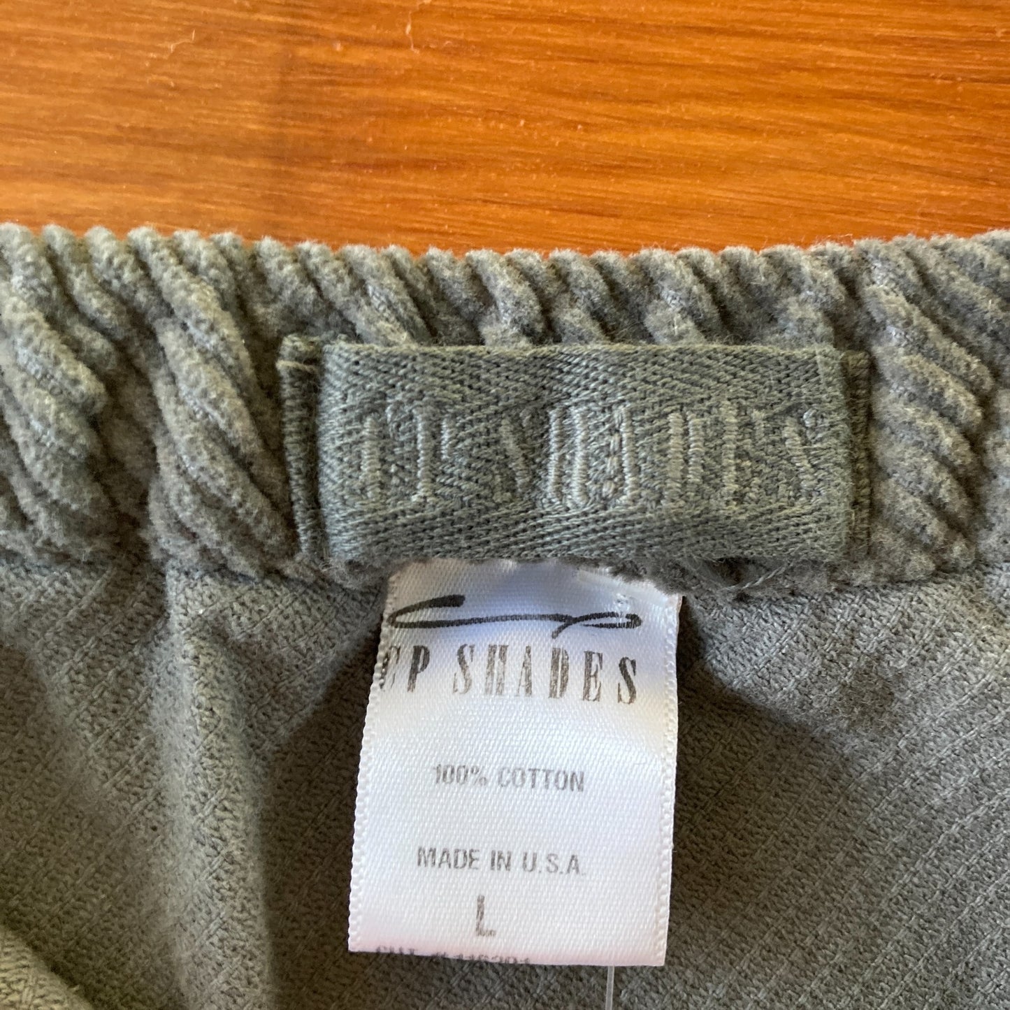 L - CP Shades Green Corduroy Long A-Line Elastic Waist Skirt 1124TA