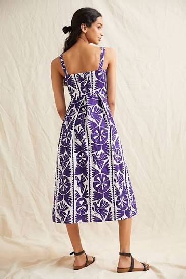Corey Lynn Calter Anthropologie Purple White Print Midi Dress - Size M - 0610HG