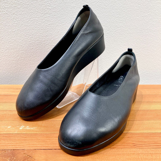 Hopp Black Soft Leather Slip On IO Slipper Wedges Shoes - Size 9 - 0905AG