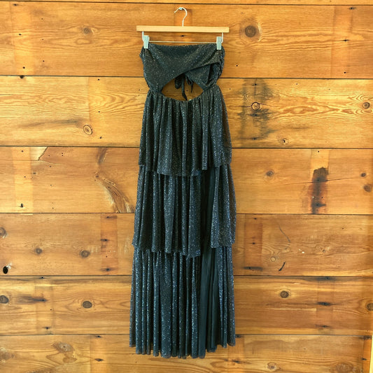 For Love & Lemons Black Strapless Juni Tiered Maxi Dress -Size XS - NEW - 0515CJ