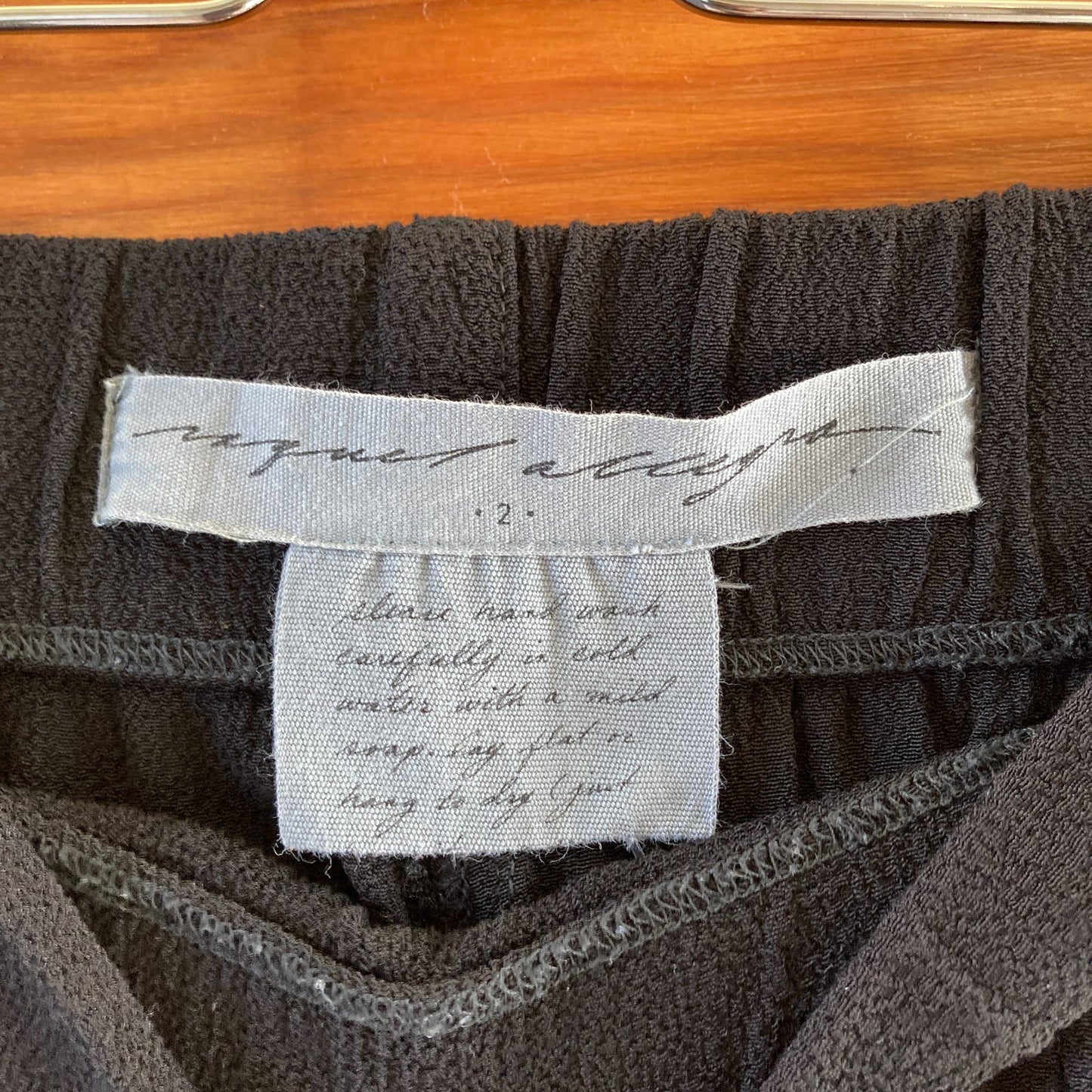 2 / M - Raquel Allegra Black Drop Crotch Elastic Waist Womens Pants 0313AH