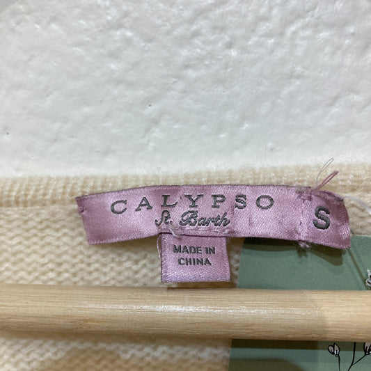 Calypso St. Barth White V-Neck Oversized Cashmere Sweater - Size S - 0907FL