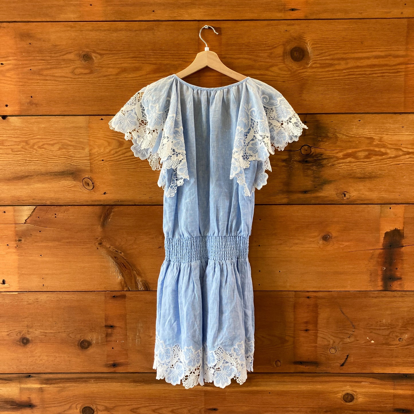 Ramy Brook Blue Chambray Embroidered Linen Ryan Dress - Size S - 1103ES