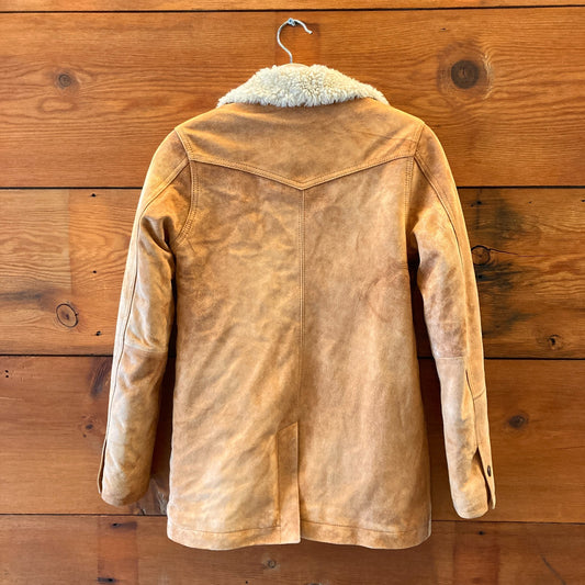 Earl Jean Tan Suede Sherpa Lined Vintage Jacket Coat - Size P / XS - 0312IG