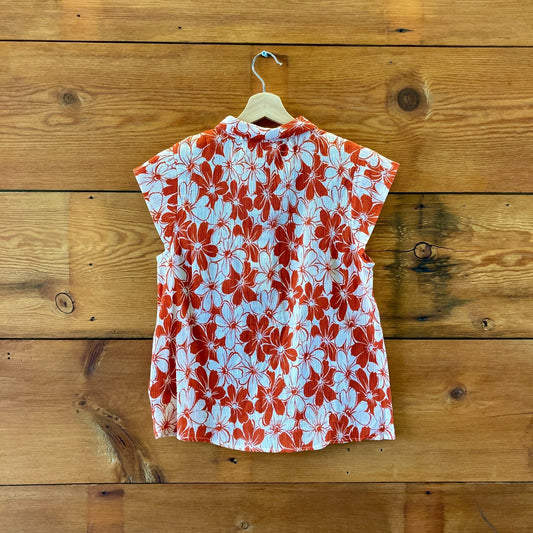 The Great Burnt Red Hibiscus Flower Wren Button Up Top - Sz 1 / S - NEW - 0131AG