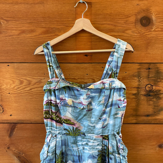 Emily & Fin Paradise Island Retro Hawaii Sleeveless Dress - Size M - 0816TB