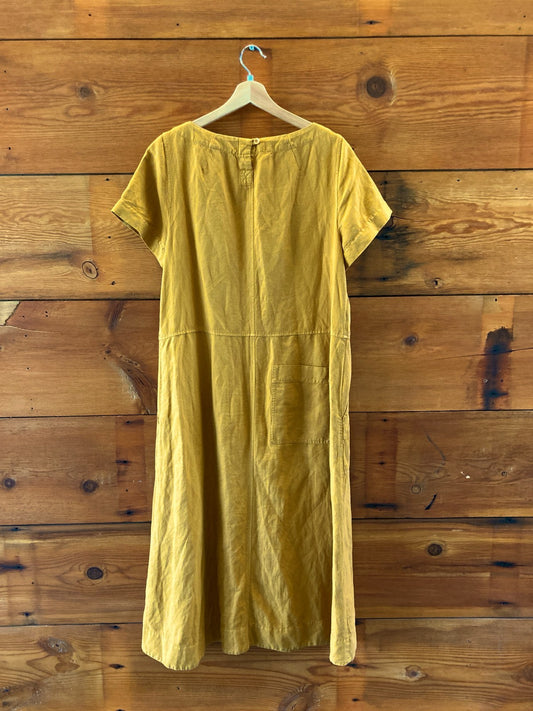 TOAST Brown Linen Cotton Blend Short Sleeve Dress - Size 12 - 1020HB
