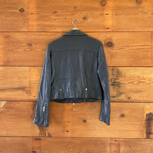 M - DSTLD Black Lamb Leather Womens Biker Motorcycle Jacket 1011SC