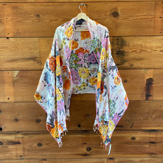 Epice Paris Vibrant Floral Sunset Print Toulouse Cotton Scarf - 4427SC