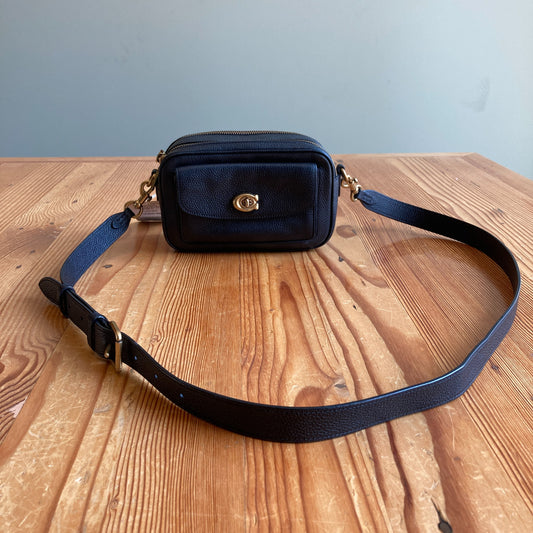 Coach Black Pebble Leather Willow Camera Bag Crossbody Purse - 0708LG
