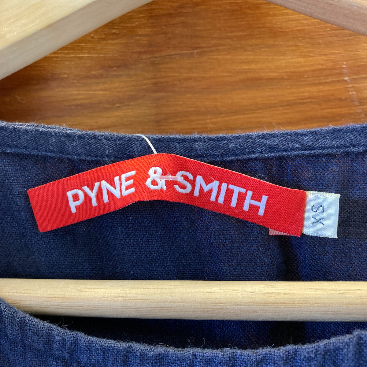 Pyne & Smith Navy Blue Scort Sleeve Linen Dress - Size XS - 0823JN