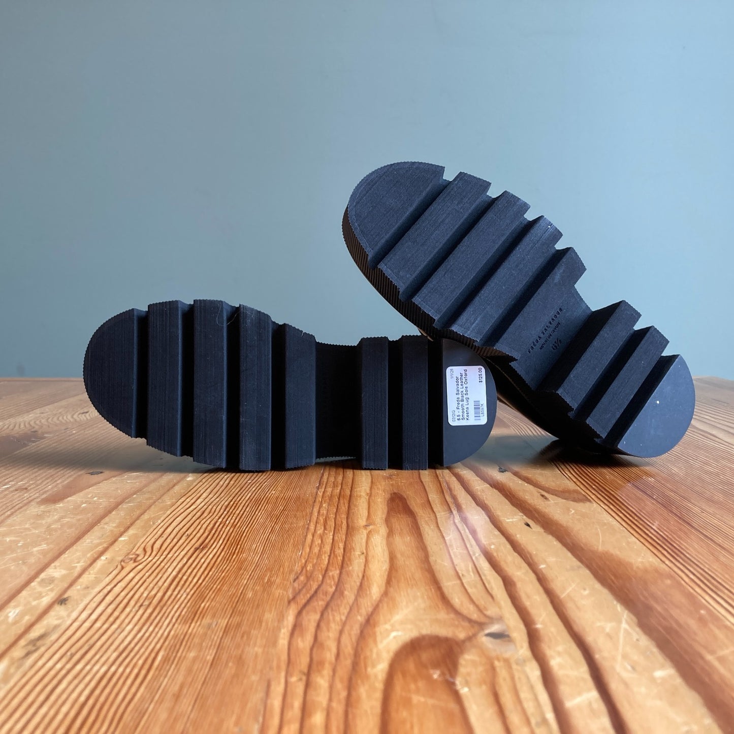 6.5 - Freda Salvador Smooth Black Leather Keena Lug Sole Oxford Shoes 0312IG