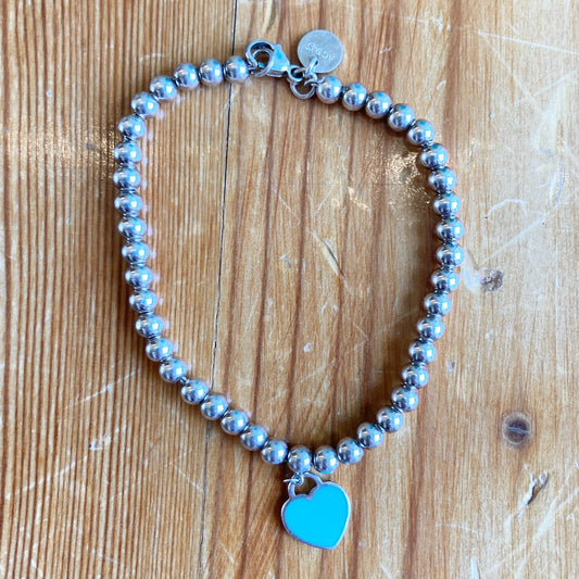 Tiffany & Co. .925 Heart Tag Return to... Bead Bracelet w/ box - Small - 0929JY