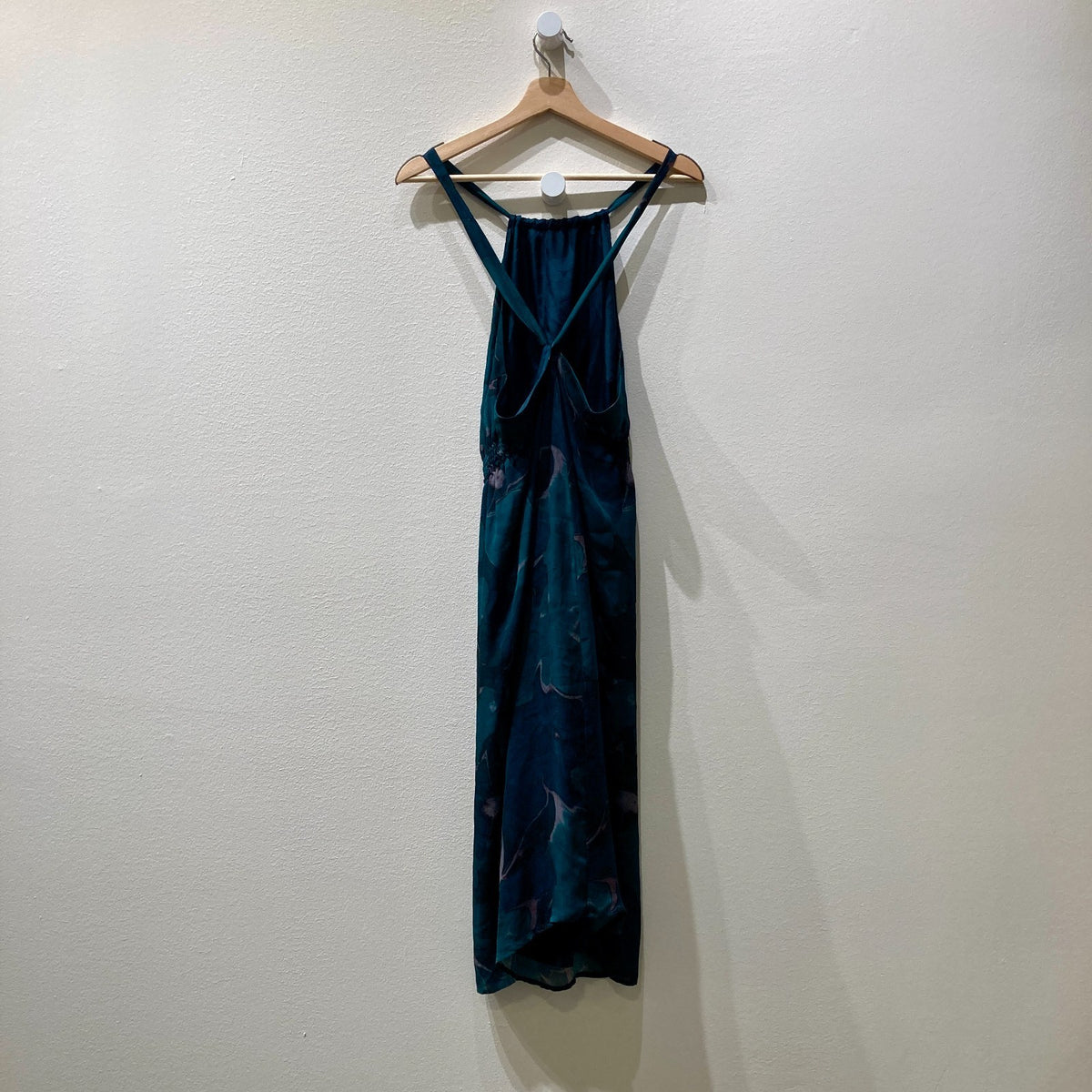 Stone Cold Fox Navy Marbled Abstract Print Silk Dress - Size XS / S - 0312IG