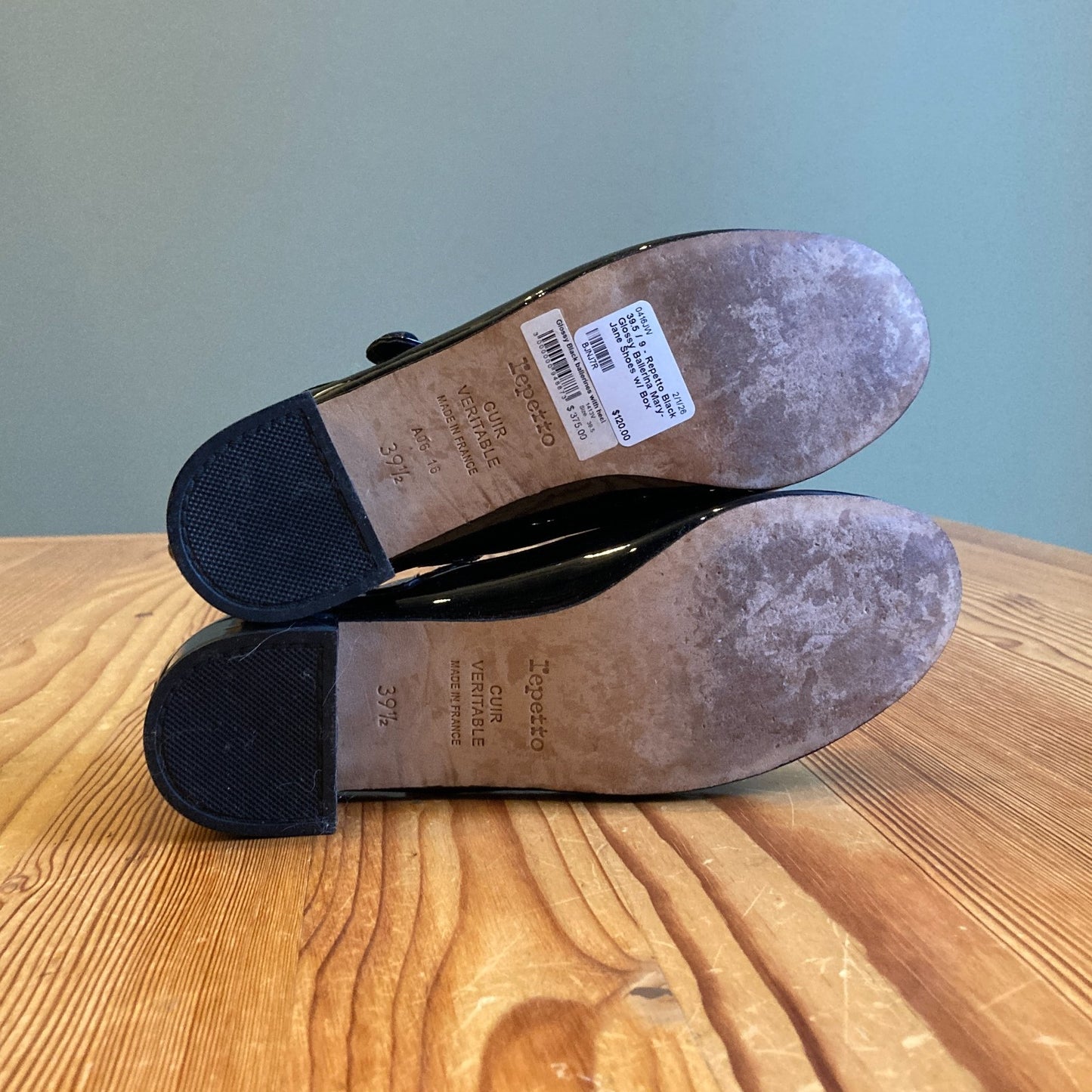 39.5 / 9 - Repetto Black Glossy Ballerina Mary-Jane Shoes w/ Box 0416JW