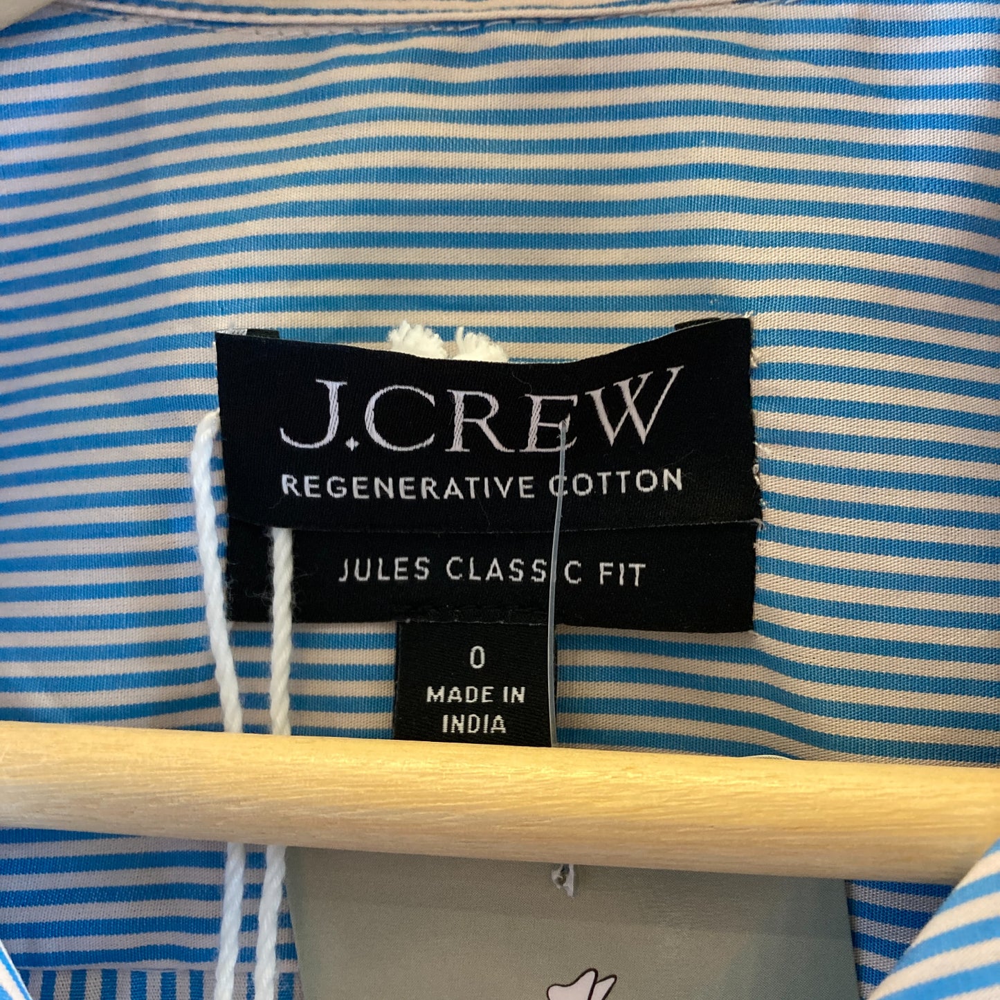 J Crew Blue & White Striped Long Sleeve NEW Jules Top - Size 0 / XS - 0703SC
