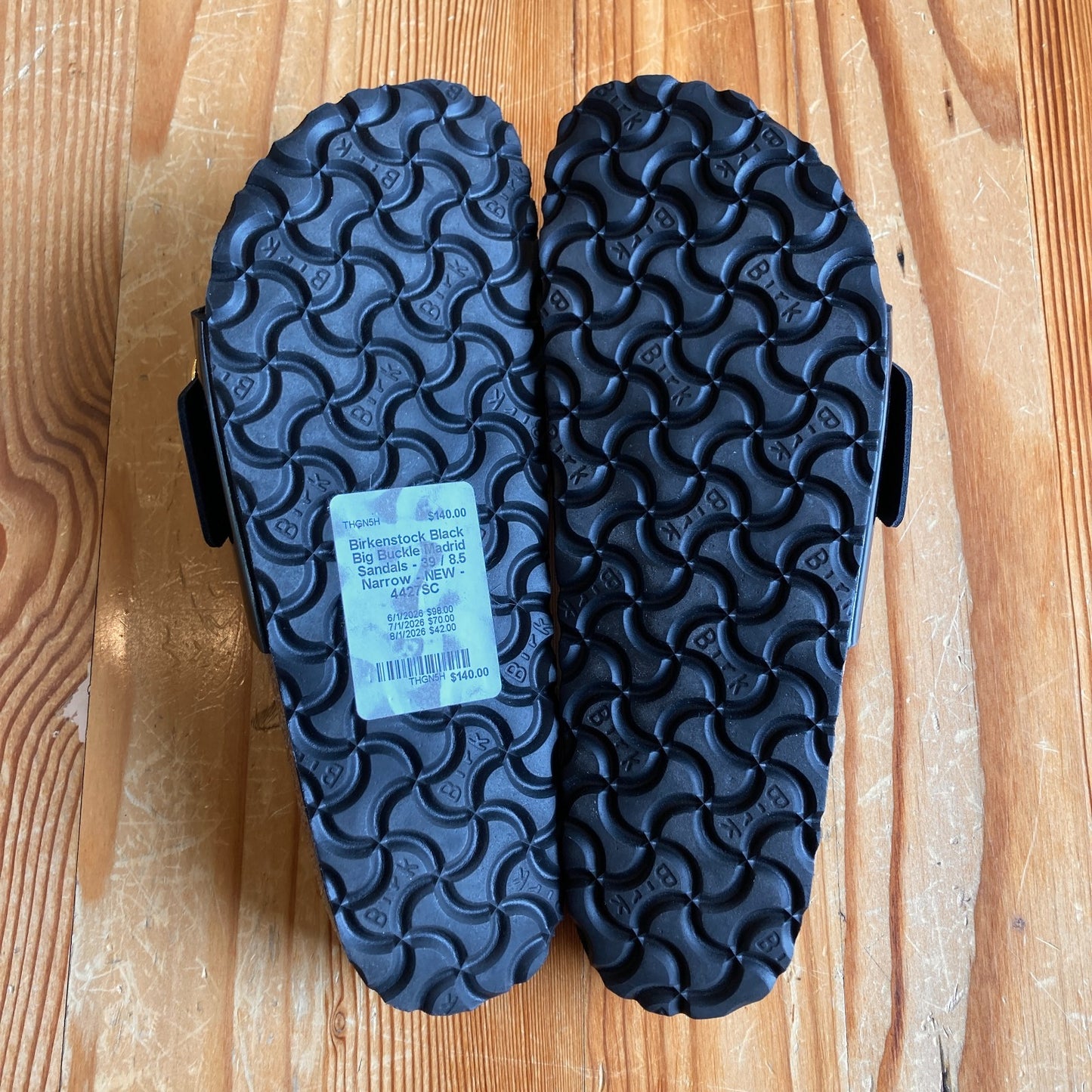 Birkenstock Black Big Buckle Madrid Sandals - 39 / 8.5 Narrow - NEW - 4427SC