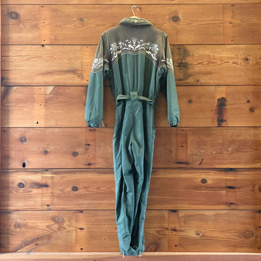 Vintage Bogner 90's Suede Embroidered Belted Rare Snowsuit - Size 10 - 0126LF