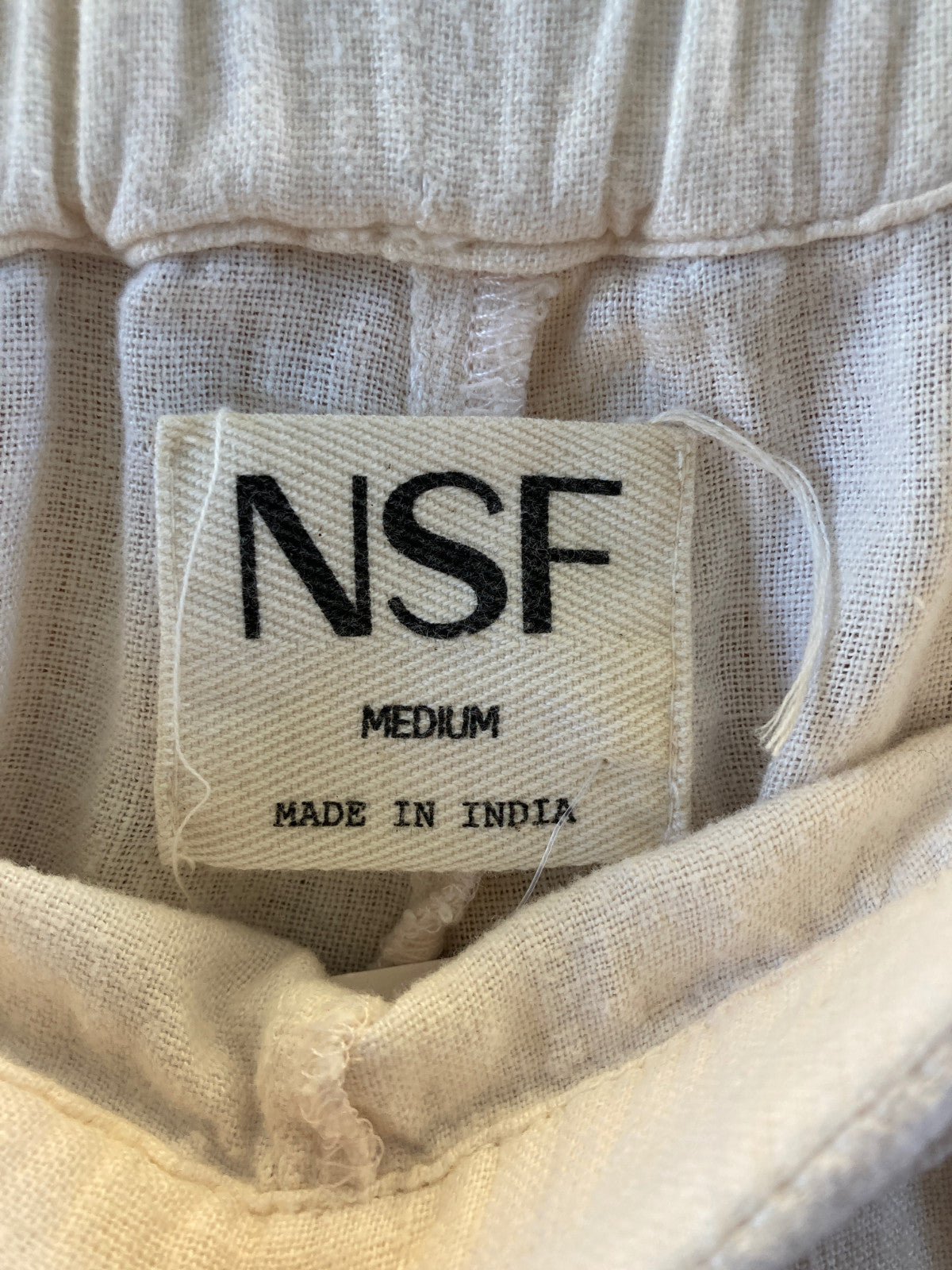 NSF $248 Ivory Linen Blend Paperbag Waist Shailey Pants - Size M - 4427SC