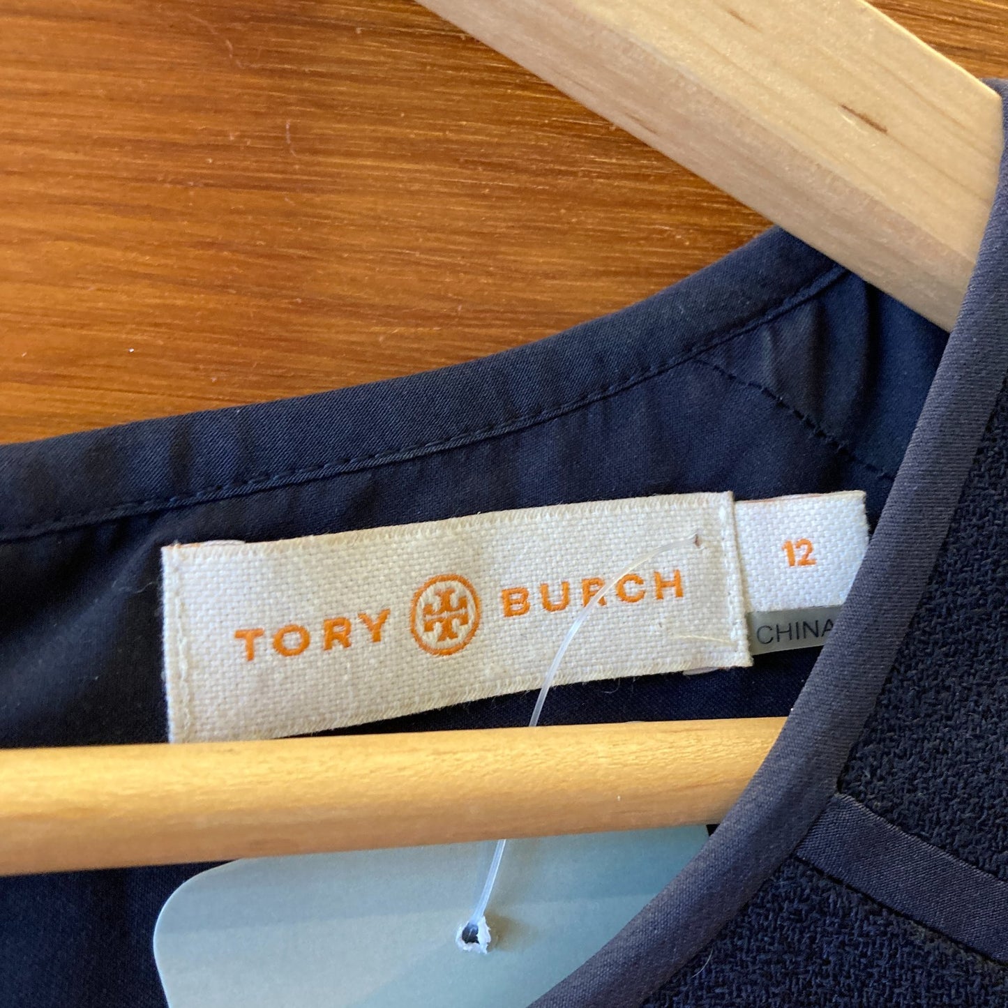 Tory Burch Navy Blue Wool Cap Sleeve Fitted Workwear Dress - Size 12 - 0325AL