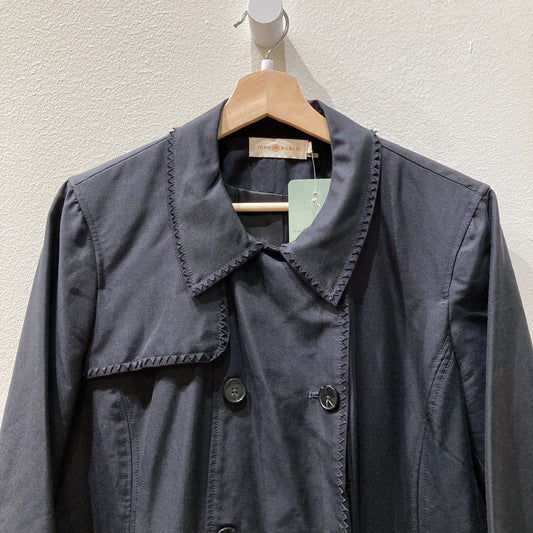 Tory Burch Black Pleated Double Breasted Jacket *no belt - Size 14 - 0320JS