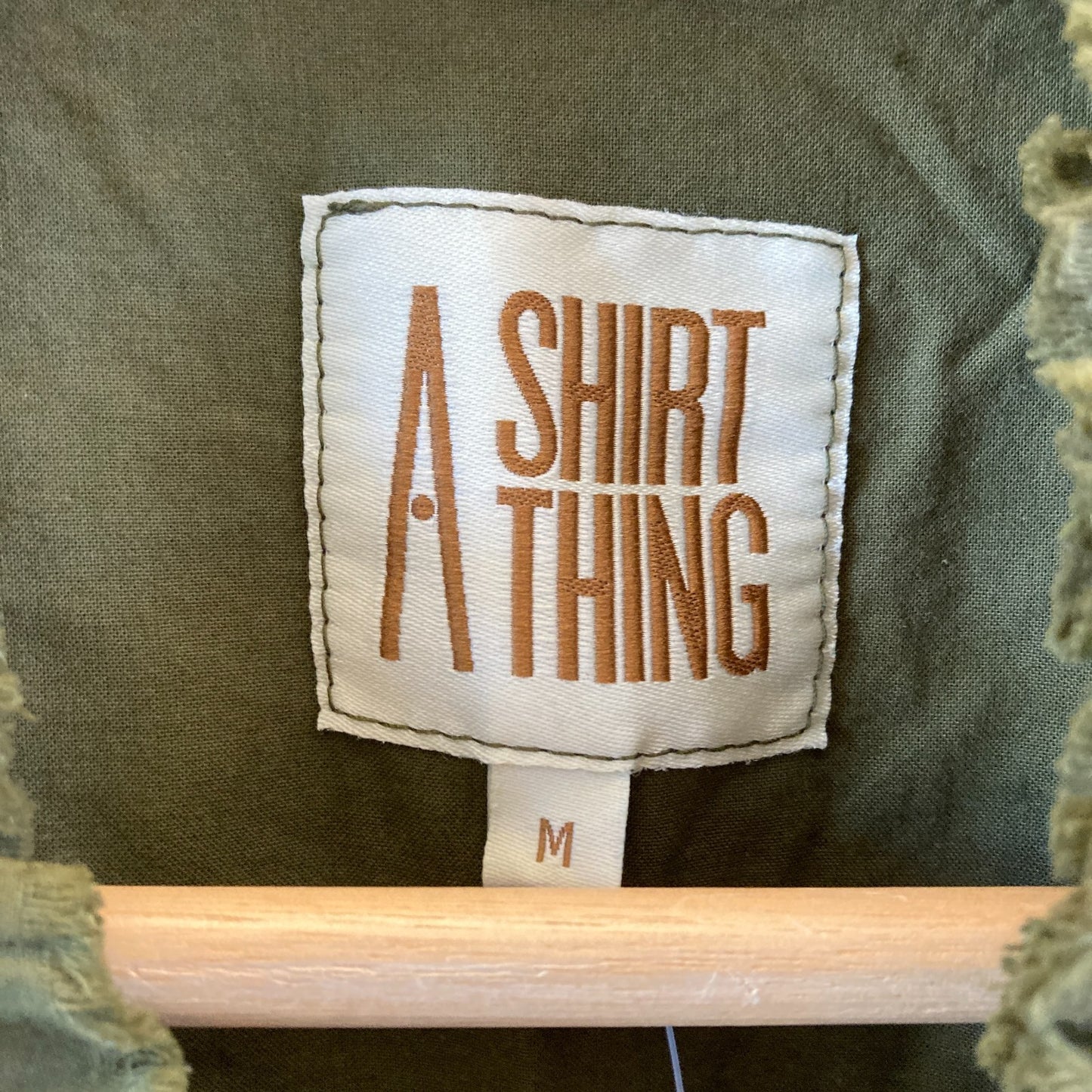 A Shirt Thing Army Green Cotton V Neck Cap Sleeve Maxi Dress - Size M - 4427SC