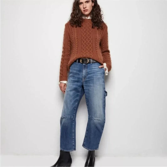 Nili Lotan Medium Wash Carpenter Barrel Leg Utility Jeans - Size 29 - 0721DK