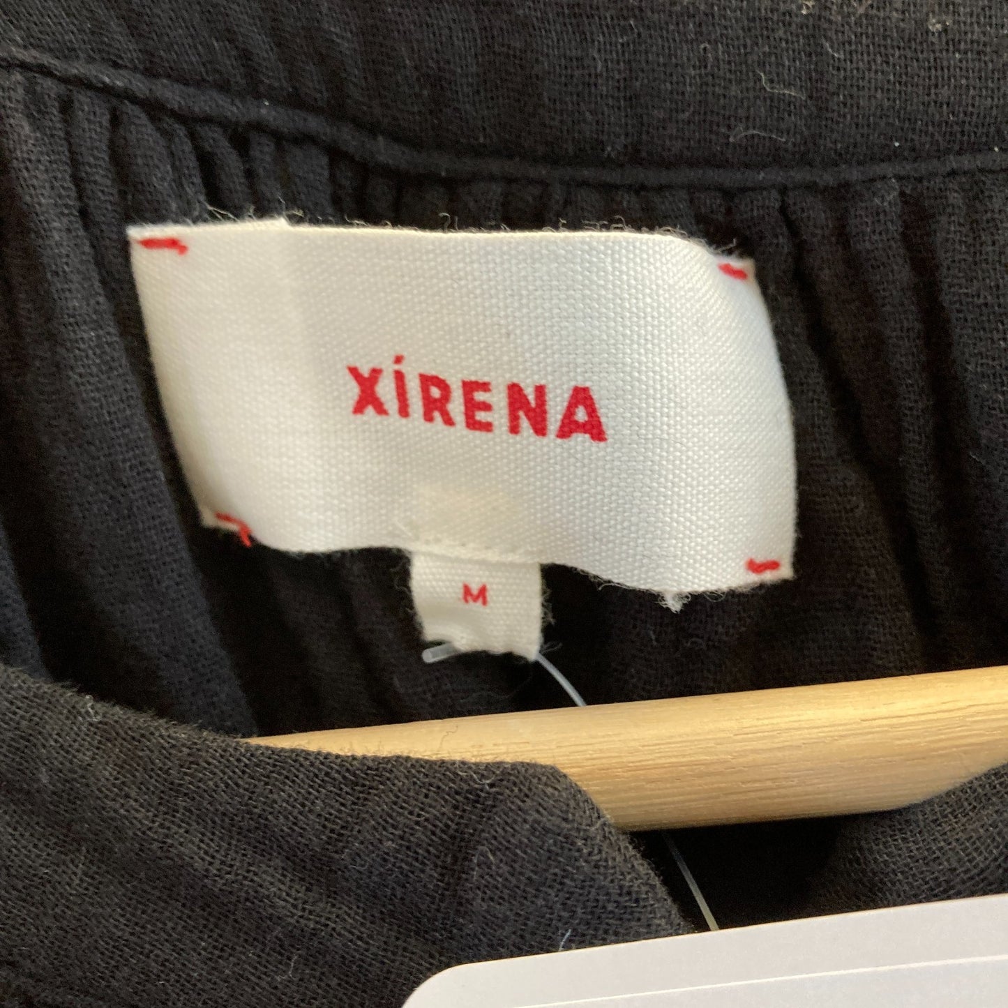 Xirena Black Gauze Cotton Henley Neck Short Sleeve Shirt Top - Size M - 4427SC