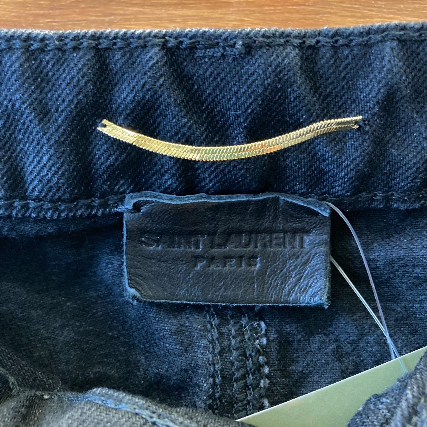 27 - Saint Laurent D27 Black Denim Button Fly Flare Patch Pocket Jeans 1214CM