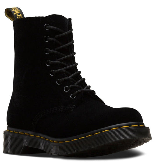 6 - Dr. Martens Black Velvet 8 Eye Velvet Pascal Ankle Combat 1460 Boots 0704KO