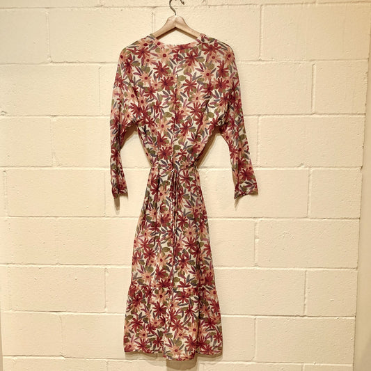 Humanoid Pink Floral Print Teresa Long Sleeve Cotton Dress - Size XS - 0907FL
