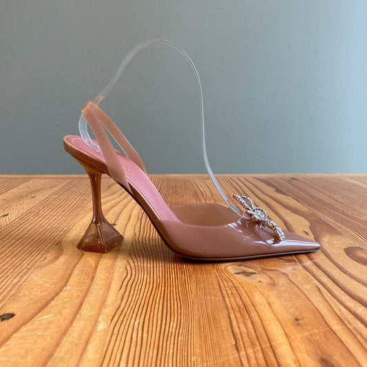 39 / 9 - Amina Muadi $1190 Brown Rose Crystal Embellished Heels Shoes NEW 0426CR