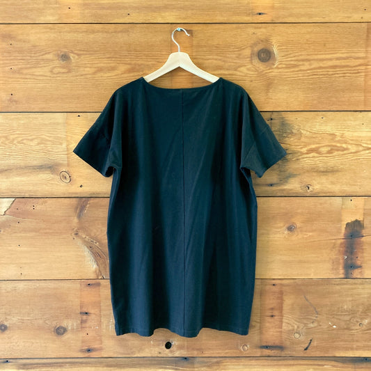 Eileen Fisher Black Short Sleeve Lagenlook Shift Dress - Size S - 0222BT