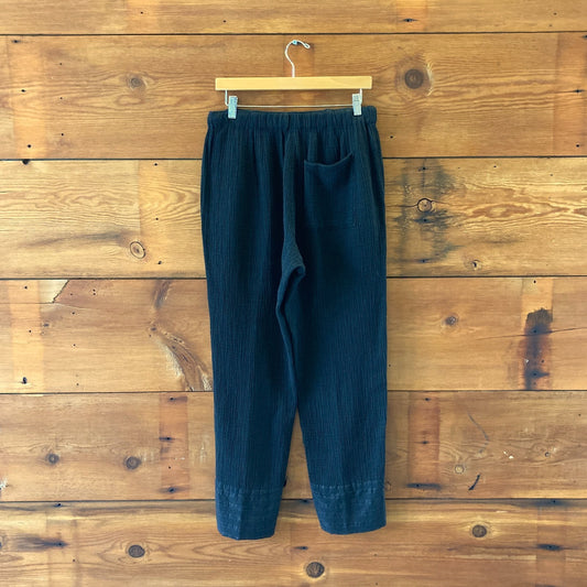 Raquel Allegra $415 Black Gauze Cotton Overland Pants - Size 2 - NEW - 4427SC