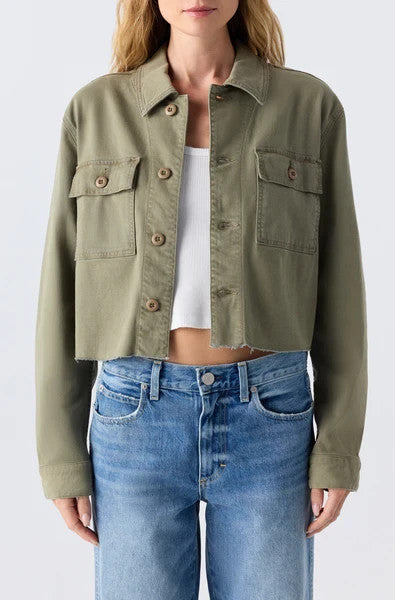 Amo $250 Green Button Up Cut Off Frayed Hem Carly Jacket - Size M - 4427SC
