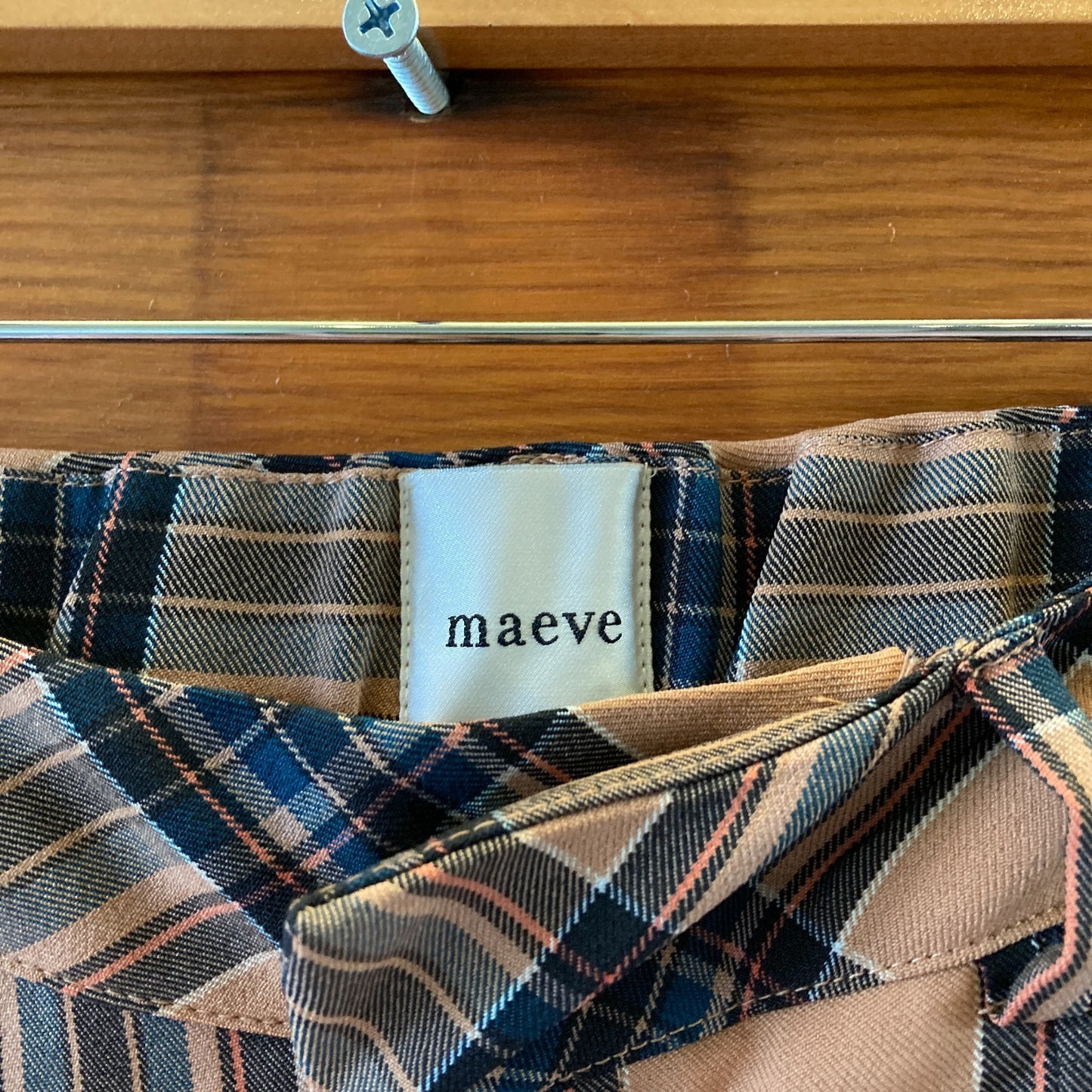 L - Maeve Anthropologie NEW $158 Brown Plaid Wide Leg Pants 0103JM