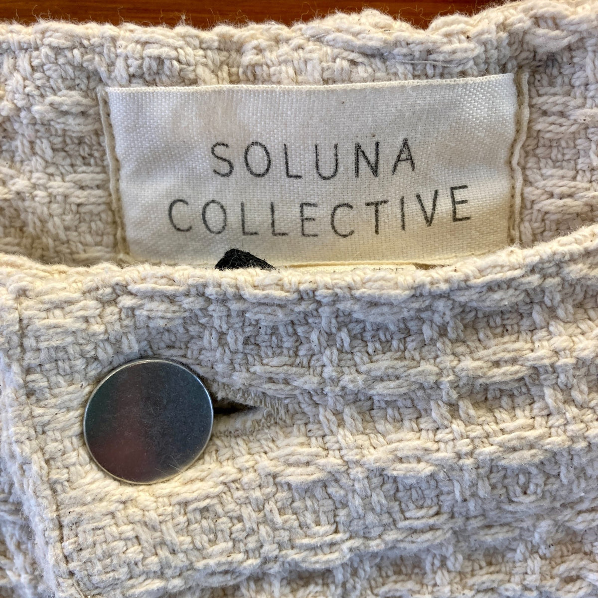 Soluna Collective Cream White Wide Leg Natural Waffle Pants - Size 8 - 0312KP