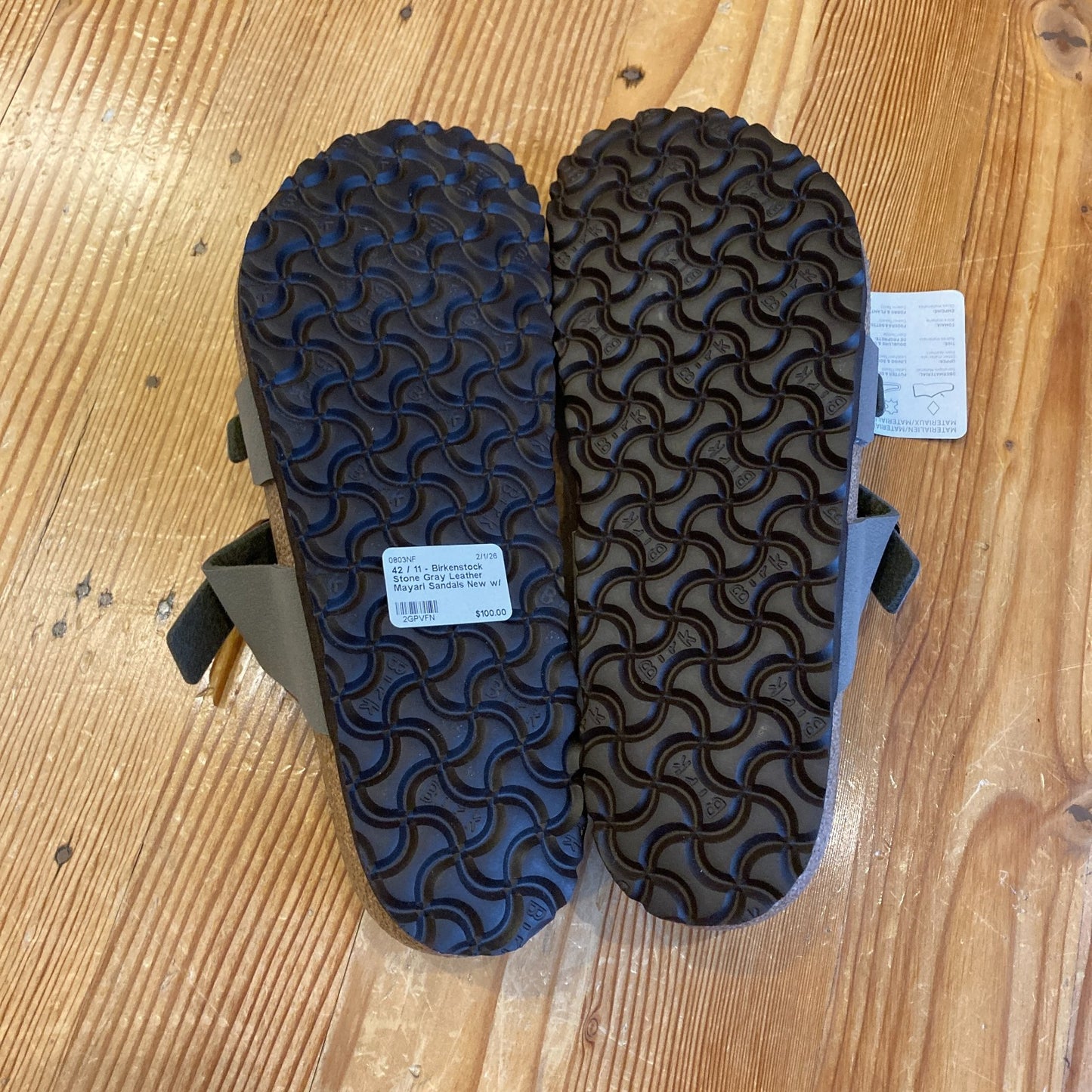 42 / 11 - Birkenstock Stone Gray Leather Mayari Sandals New w/ Box 0803NF