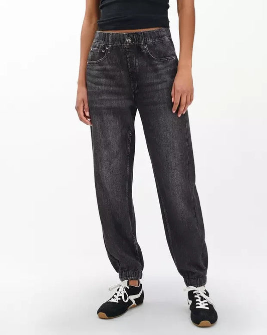 Rag & Bone Black Wash Faux Denim Miramar Joggers Jeans Pants - Size M - 1011SC