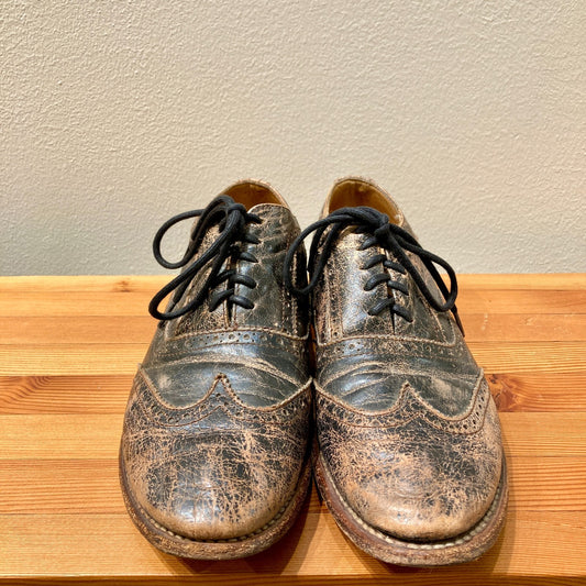 Bed Stu Distressed Black Leather Lita Cobbler Oxford Shoes - Size 10 - 0530JF