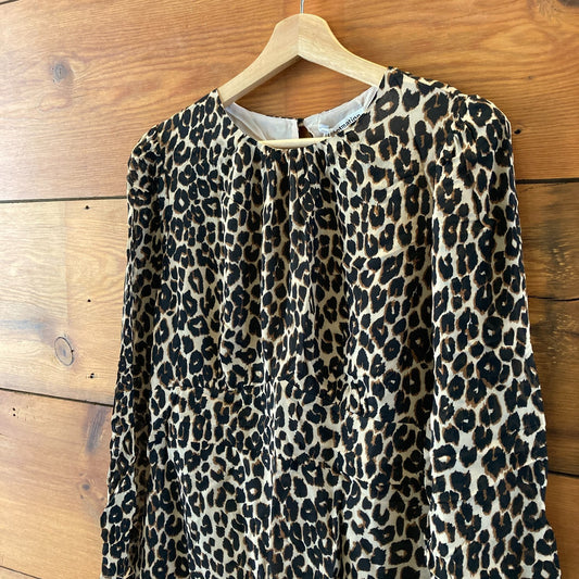 Reformation Leopard Printed Laken Long Sleeve Dress - Size 12 - NEW - 1125EA